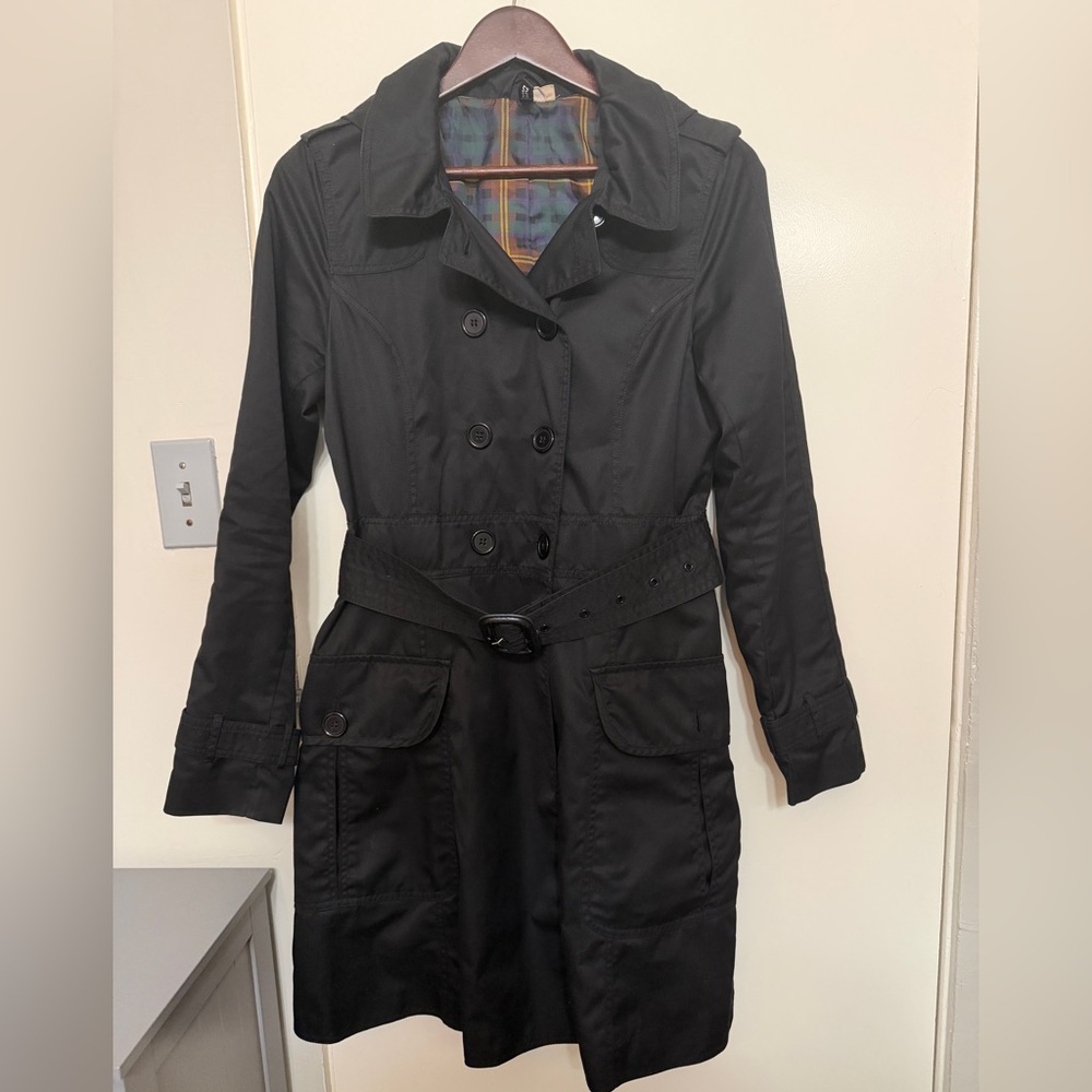 H&M Women's Black Trench Coat- size 10 (42)